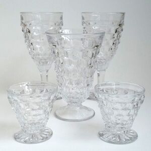 Antique Fostoria American Pattern Clear Depression Glass Barware 5 Piece Bundle